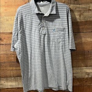 johnnie-O Hangin' Out Gray Polo with Blue Stripes men's XXL